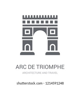 Arc de triomphe icon. Trendy Arc de triomphe logo concept on white background from Architecture and Travel collection. Suitable for use on web apps, mobile apps and print media.