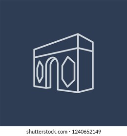 Arc de triomphe icon. Trendy flat vector line Arc de triomphe icon on dark blue background from Architecture and Travel collection. 