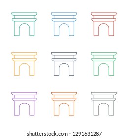 Arc de Triomphe icon white background. Editable line Arc de Triomphe icon from architecture. Trendy Arc de Triomphe icon for web and mobile.