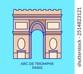 Arc De Triomphe Landmark Building Cartoon Vector Icon Illustration. Historical Building Concept. Flat Cartoon Style.