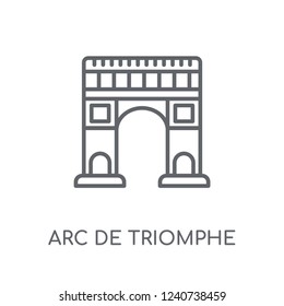 Arc de triomphe linear icon. Modern outline Arc de triomphe logo concept on white background from Architecture and Travel collection. Suitable for use on web apps, mobile apps and print media.