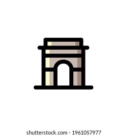 Arc de Triomphe Monument Paris France Landmark Outline Icon Vector Illustration
