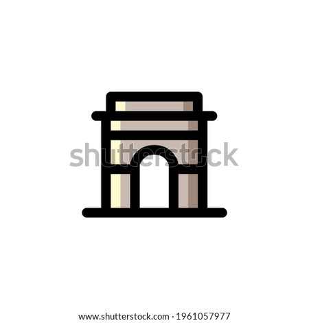Arc de Triomphe Monument Paris France Landmark Outline Icon Vector Illustration
