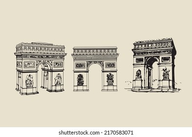 Arc de Triomphe Paris from 3 angles