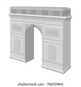 Arc de Triomphe in Paris. Arch Building single icon in monochrome style vector symbol stock illustration web.