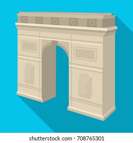Arc de Triomphe in Paris. Arch Building single icon in flat style vector symbol stock illustration web.