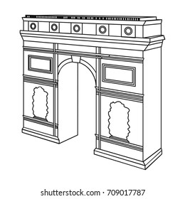 Arc de Triomphe in Paris. Arch Building single icon in outline style vector symbol stock illustration web.