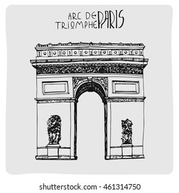 Arc de Triomphe Paris /hand drawn illustration / vector, line art,