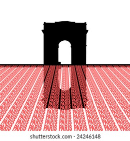 Arc de Triomphe with Paris text illustration