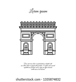 Arc de Triomphe in Paris vector line icon, sign, symbol