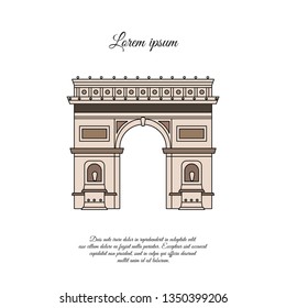 Arc de Triomphe in Paris vector color icon, sign, symbol