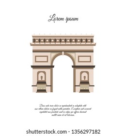 Arc de Triomphe in Paris vector color icon, sign, symbol