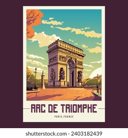 Arc de Triomphe retro travel Poster Vektor