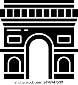 Arc De Triomphe. solid glyph vector illustration