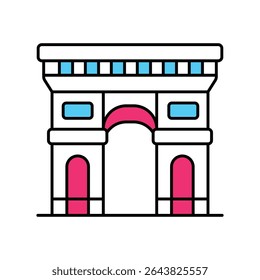 Arc De Triomphe Vector Filled outline illustration style icon 