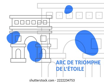 Arc De Triumphe De L Etoile Banner. Vector Illustration of Outline Building Travel Architecture Symbol.