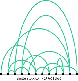 Arc Diagram. Vector Outline Illustration.