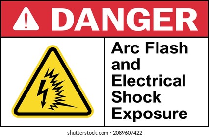 Arc flash and electrical shock danger sign. Electrical safety signs and symbols.