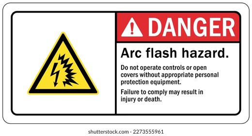 Arc flash hazard sign and labels
