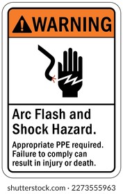 Arc flash hazard sign and labels