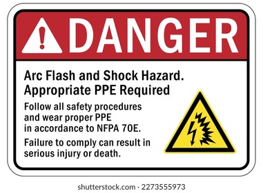 Arc flash hazard sign and labels