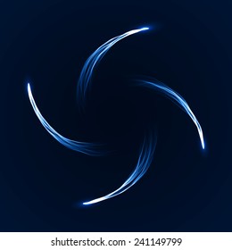 arc formed comets blue abstract. (four comet.simple tails.comets from center.EPS10 version)