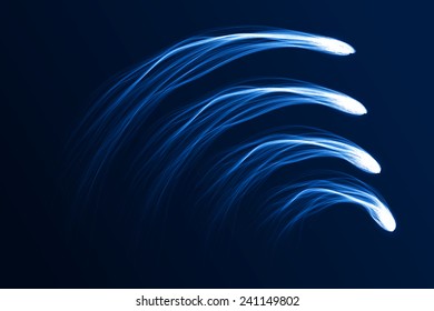 arc formed comets blue abstract. (comet set.smooth tails.EPS10 version)