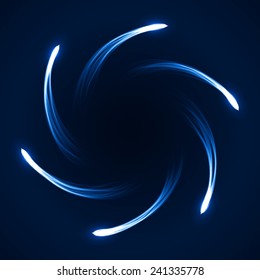 arc formed comets blue abstract. (six comet.simple tails.comets from center.EPS10 version)