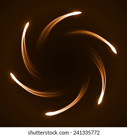 arc formed yellow comets abstract. (six comet.simple tails.comets from center.EPS10 version)