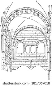 Arc formeret. Nave of the church of Vezelay (XII century), From the Dictionary of Word and Things, 1888.