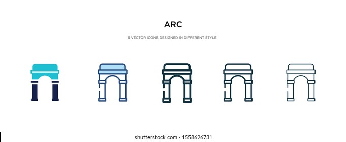 arc icon in different style vector illustration. two colored and black arc vector icons designed in filled, outline, line and stroke style can be used for web, mobile, ui