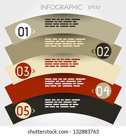 arc infographic five options in zig zag rings. infographic concept.