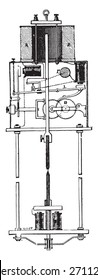 Arc lamp, Klostermann, vintage engraved illustration. Industrial encyclopedia E.-O. Lami - 1875. 