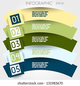 arc line infographic five options in big squares. infographic concept.