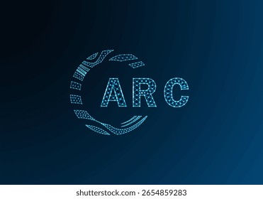 ARC Low-Poly-Buchstaben-Logo, Vektordesign. ARC-Logo-Design mit niedrigem Poly-Hintergrund. ARC einzigartiges Low-Poly-Logo-Design.