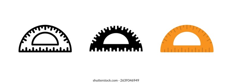An arc ruler icon, perfect for representing geometry, mathematics, drafting, and educational tools in design.