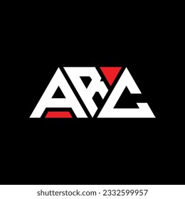 ARC triangle letter logo design with triangle shape. ARC triangle logo design monogram. ARC triangle vector logo template with red color. ARC triangular logo Simple, Elegant, and Luxurious design.