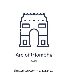 arc of triomphe icon from monuments outline collection. Thin line arc of triomphe icon isolated on white background.