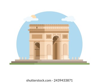 Arco del Monumento del Triunfo Ilustración plana Vector