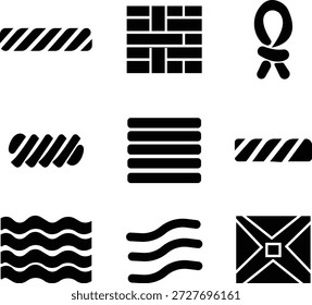 Arc twisted icon set, showing a curved spiral or twisted arc shape. linear pull, luminous thread Ideal for abstract design, motion graphics, technology visuals, lapps web interfaces, and infographics.