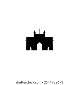Arc vector icon. Isolated arch, gateway clipart, black and white contour