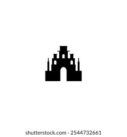 Arc vector icon. Isolated asian arch, gateway clipart, black and white contour