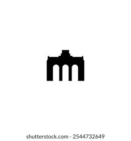 Arc vector icon. Isolated european arch, gateway clipart, black and white contour
