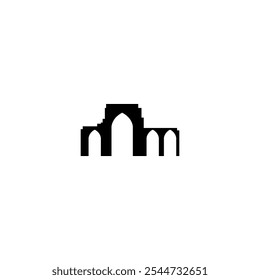 Arc vector icon. Isolated european arch, gateway clipart, black and white contour