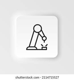 Arc welding, industrial arm icon - Vector neumorphic style vector icon on white background