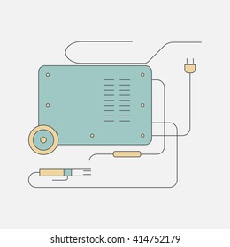 Arc welding machine line icon