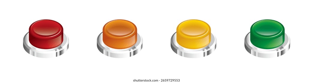 Arcade Button Isometric Vector on White Background