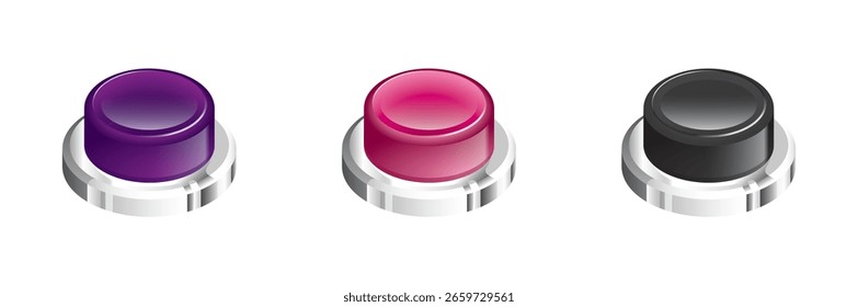 Arcade Button Isometric Vector on White Background