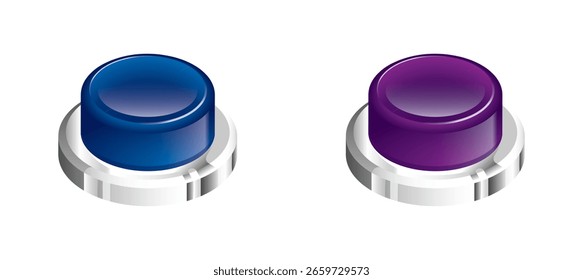 Arcade Button Isometric Vector on White Background