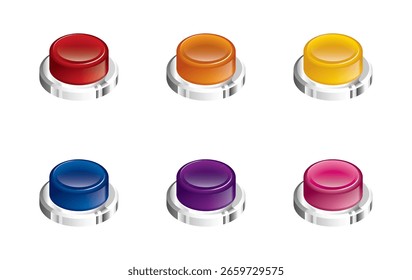 Arcade Button Isometric Vector on White Background